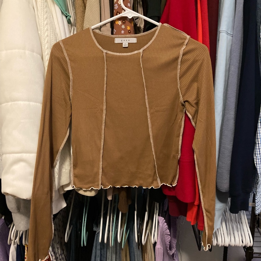 Brown Long Sleeve Top